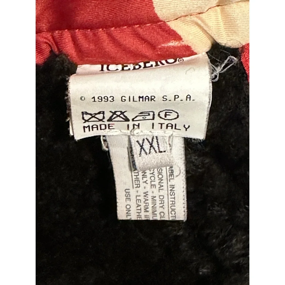 Vintage Iceberg Bugs Bunny Leather Wool Jacket 90s Made Italy Looney Tunes XL 54